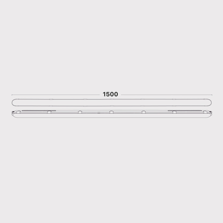 Вологозахищений лінійний світильник RAYFOR WL05 1500мм 60W 9600Lm 3CCT IP66 Philips 5р транзитний
