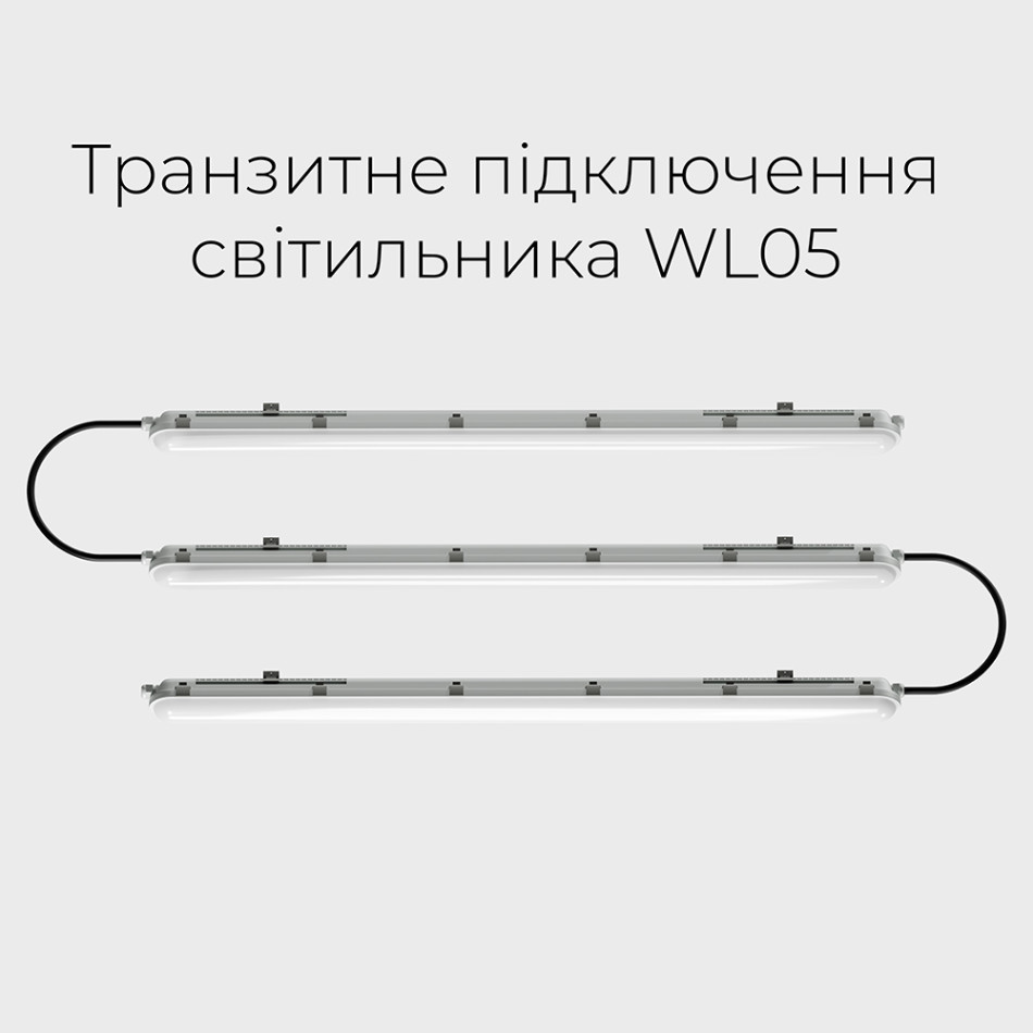 Вологозахищений лінійний світильник RAYFOR WL05 1500мм 60W 9600Lm 3CCT IP66 Philips 5р транзитний